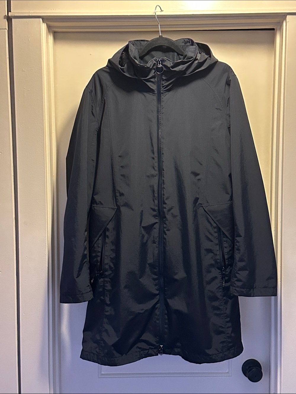 Lands' End Women's Black Hooded Raincoat